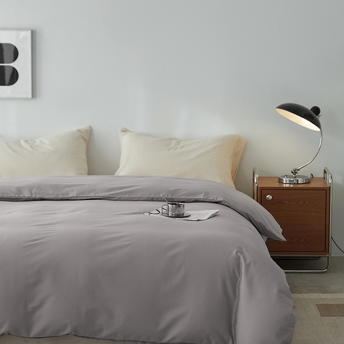 91家纺网 家纺一手货源 找家纺 安莱生活 2024新款100s全棉贡缎单被套 银灰