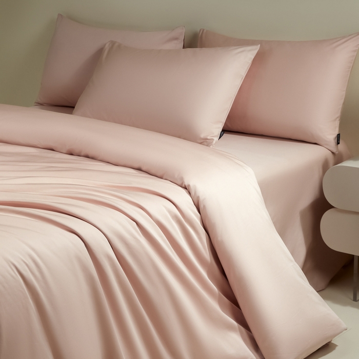 91家纺网 家纺一手货源 找家纺 安莱生活 2024新款100s全棉贡缎四件套 虾粉