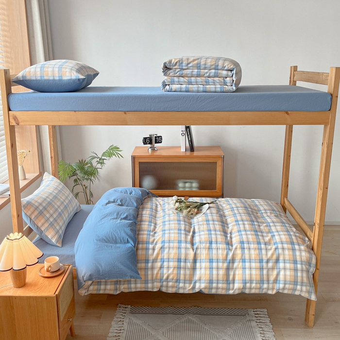 91家纺网 家纺一手货源 找家纺 吉象 2025新款水洗棉学生三件套 云端