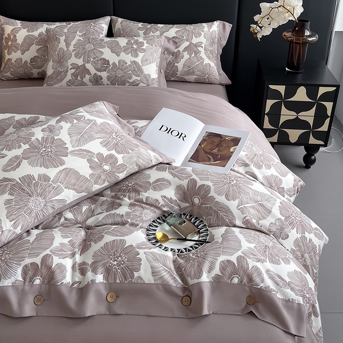 91家纺网 家纺一手货源 找家纺 艾迪尚家纺 2025新款柔丝茸磨毛印花纽扣款四件套 叶蓓