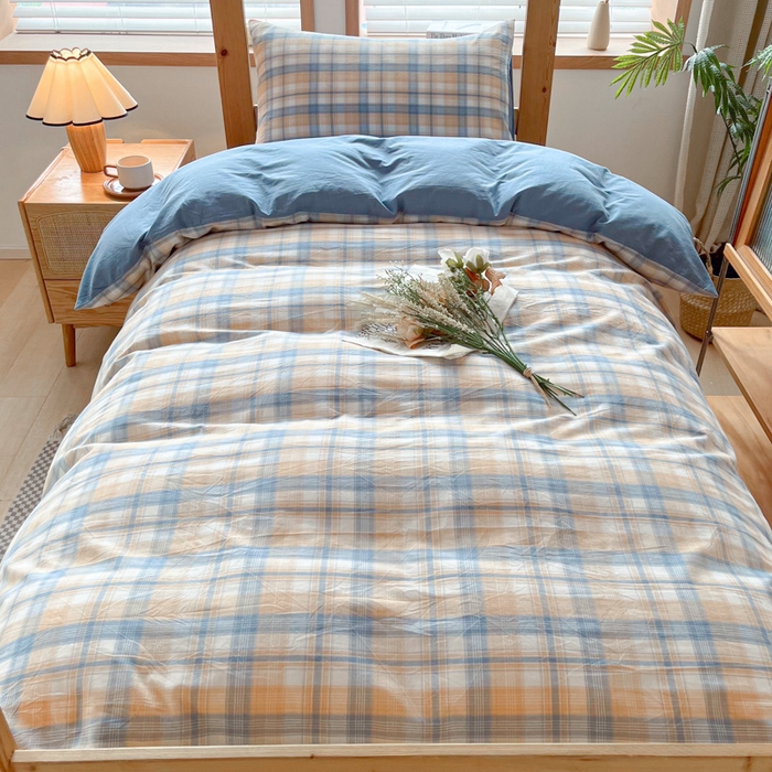 91家纺网 家纺一手货源 找家纺 吉象 2025新款水洗棉学生三件套 云端