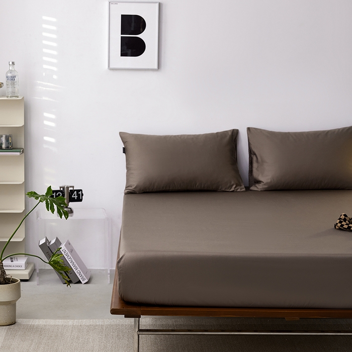 91家纺网 家纺一手货源 找家纺 安莱生活 2024新款100s全棉贡缎单床笠 咖啡