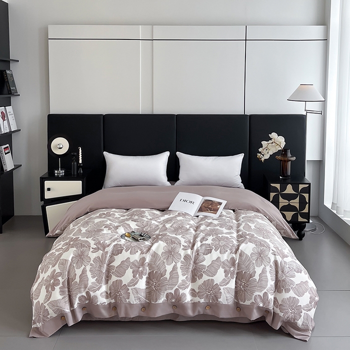 91家纺网 家纺一手货源 找家纺 艾迪尚家纺 2025新款柔丝茸磨毛印花纽扣款单被套 叶蓓