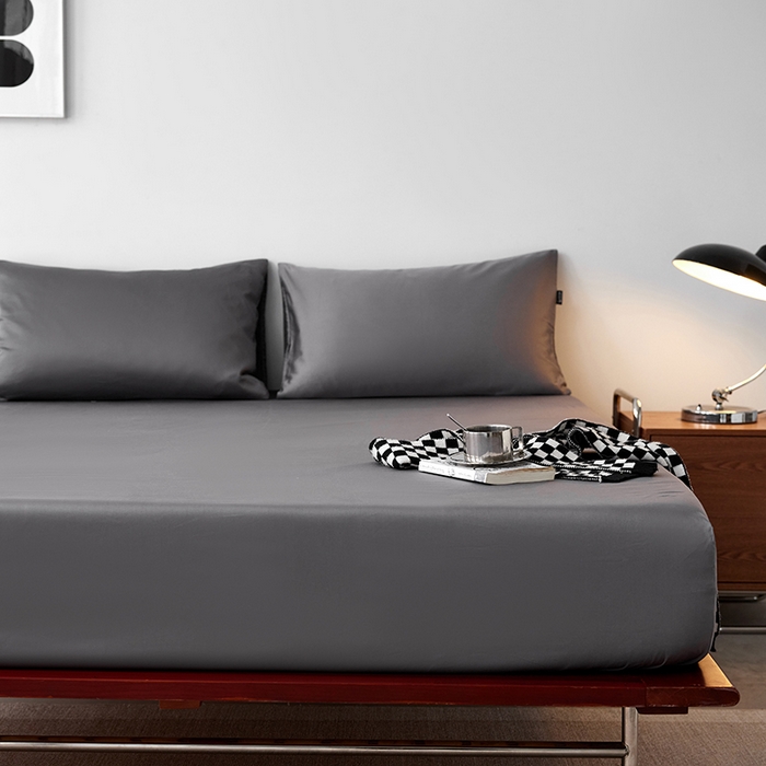 91家纺网 家纺一手货源 找家纺 安莱生活 2024新款100s全棉贡缎单床笠 帝都灰