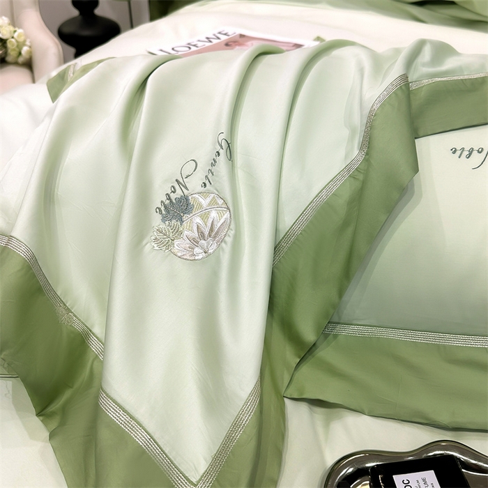 91家纺网 家纺一手货源 找家纺 美娘阁2025新款双股长绒棉居家款四件套 凯瑟琳-云瓷青