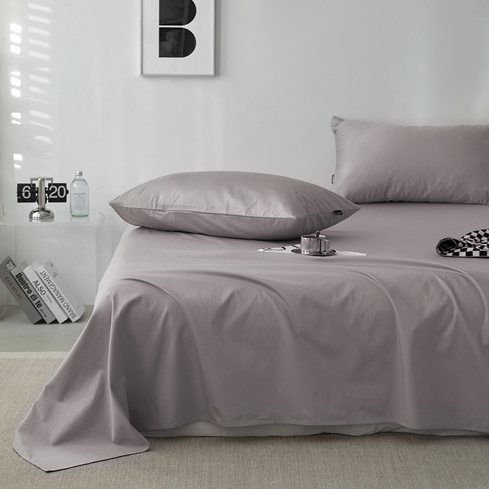 91家纺网 家纺一手货源 找家纺 安莱生活 2024新款100s全棉贡缎单床单 银灰