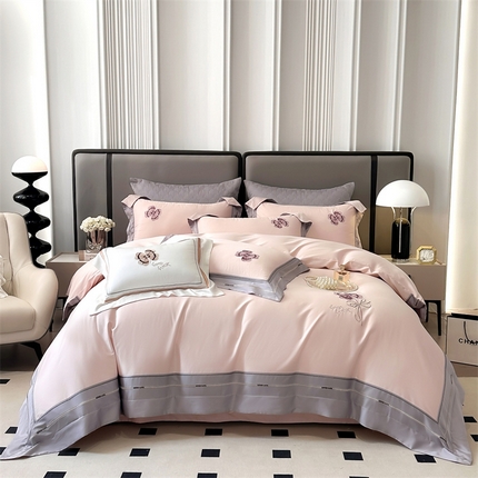 美娘阁 2025新款双股天丝棉居家款四件套 奥黛丽-气泡粉