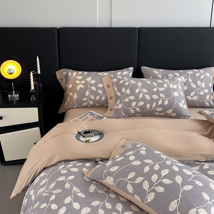 91家纺网 家纺一手货源 找家纺 艾迪尚家纺 2025新款柔丝茸磨毛印花纽扣款四件套 碧秋