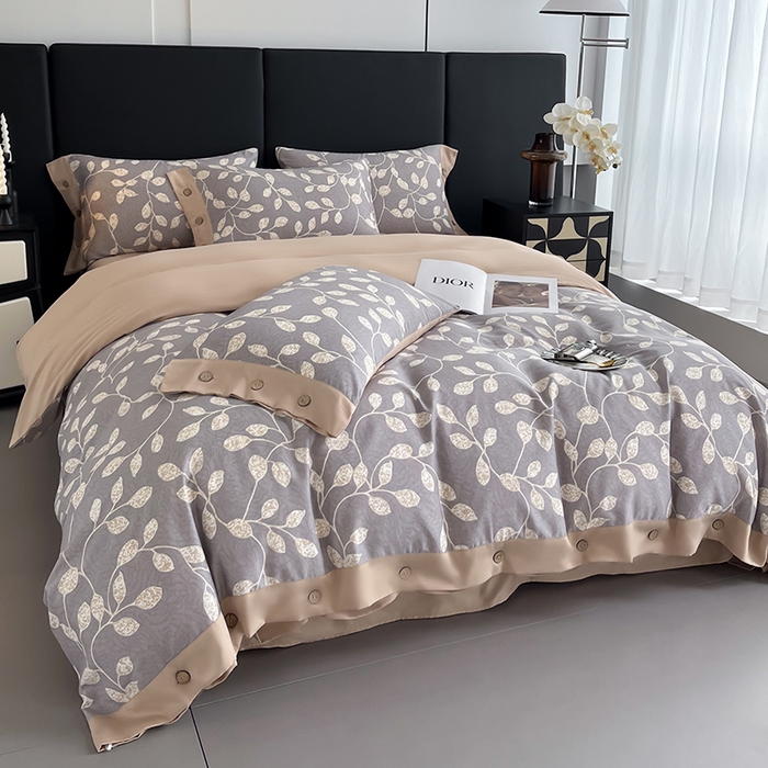 91家纺网 家纺一手货源 找家纺 艾迪尚家纺 2025新款柔丝茸磨毛印花纽扣款四件套 碧秋