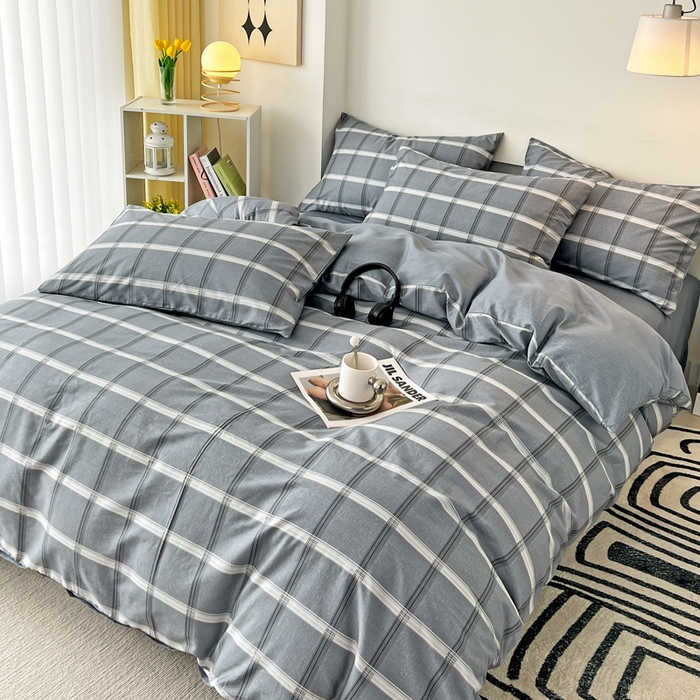 91家纺网 家纺一手货源 找家纺 西引力 2024新款全棉印花单被套 海伦灰