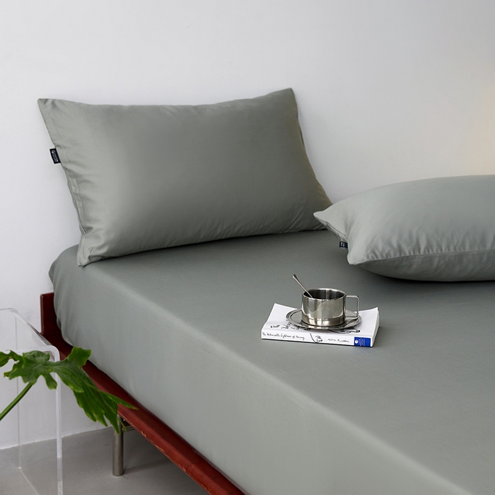 91家纺网 家纺一手货源 找家纺 安莱生活 2024新款100s全棉贡缎单床笠 水绿