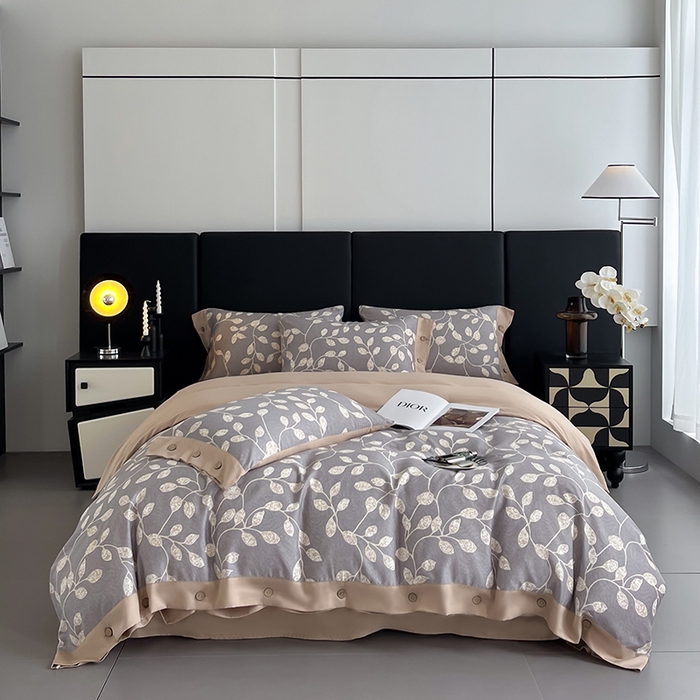 91家纺网 家纺一手货源 找家纺 艾迪尚家纺 2025新款柔丝茸磨毛印花纽扣款四件套 碧秋