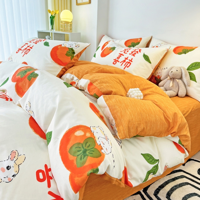 91家纺网 家纺一手货源 找家纺 西引力 2024新款全棉印花单被套 兔发喜事