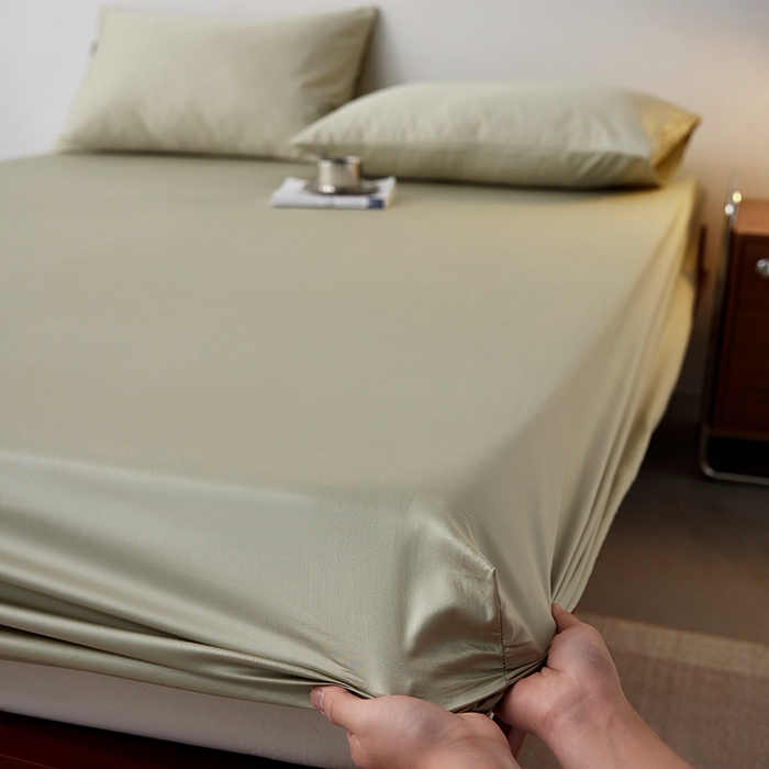 91家纺网 家纺一手货源 找家纺 安莱生活 2024新款100s全棉贡缎单床笠 草绿