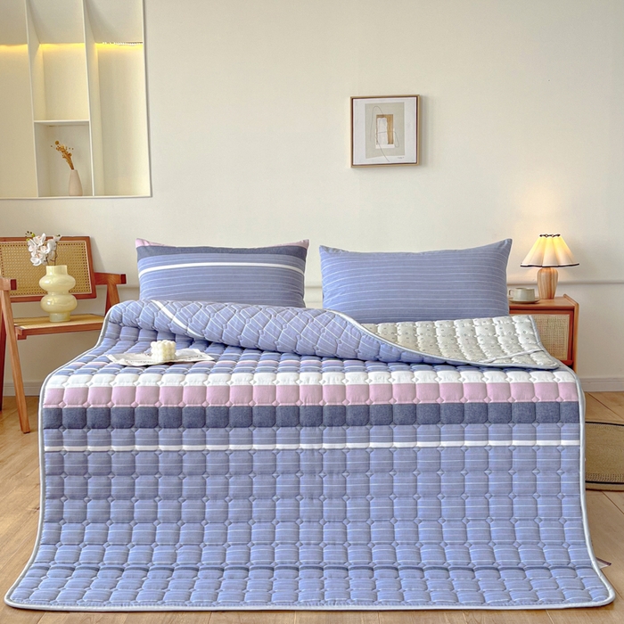 91家纺网 家纺一手货源 找家纺 卡伦家纺 2025新款全棉色织水洗棉夹棉床垫席梦思保护垫 格林兰