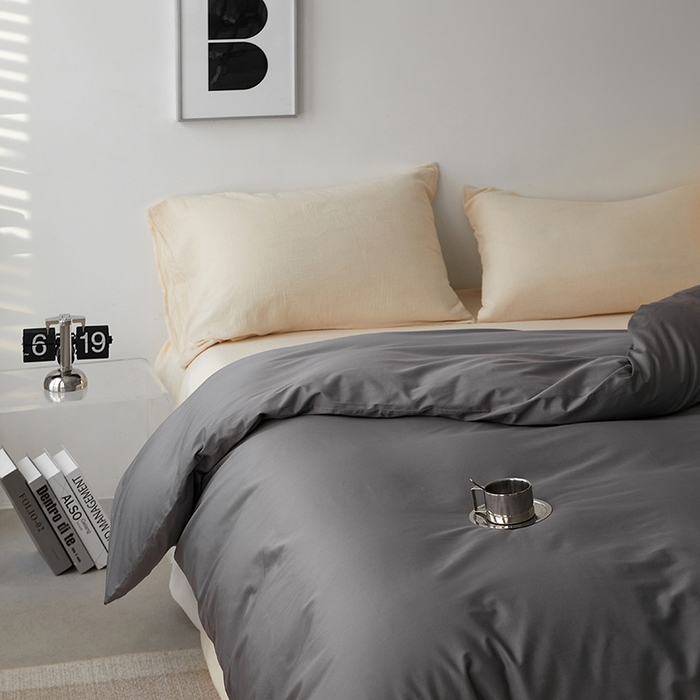 91家纺网 家纺一手货源 找家纺 安莱生活 2024新款100s全棉贡缎单被套 帝都灰