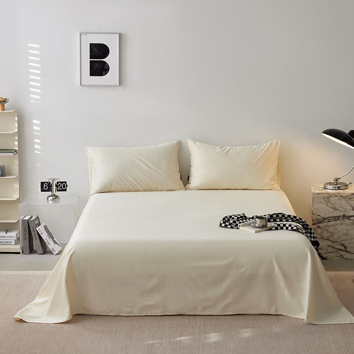 91家纺网 家纺一手货源 找家纺 安莱生活 2024新款100s全棉贡缎单床单 月光白