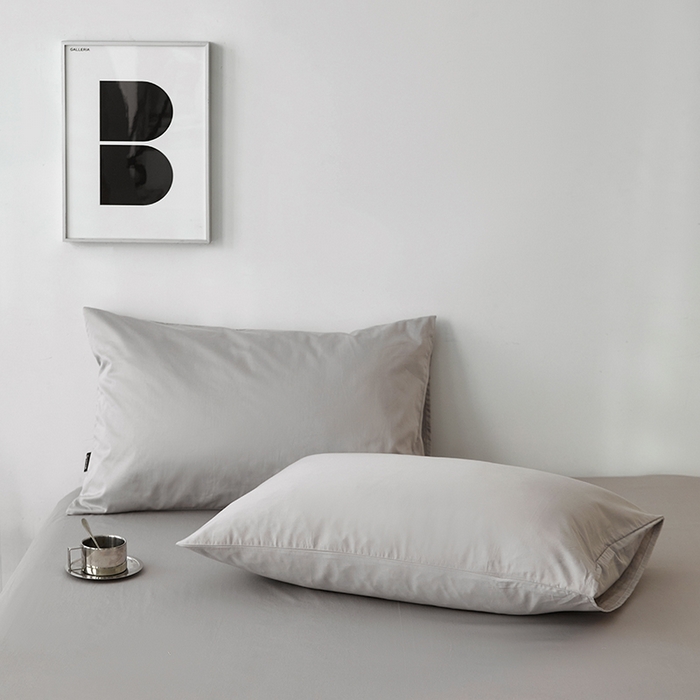 91家纺网 家纺一手货源 找家纺 安莱生活 2024新款100s全棉贡缎单枕套 银灰