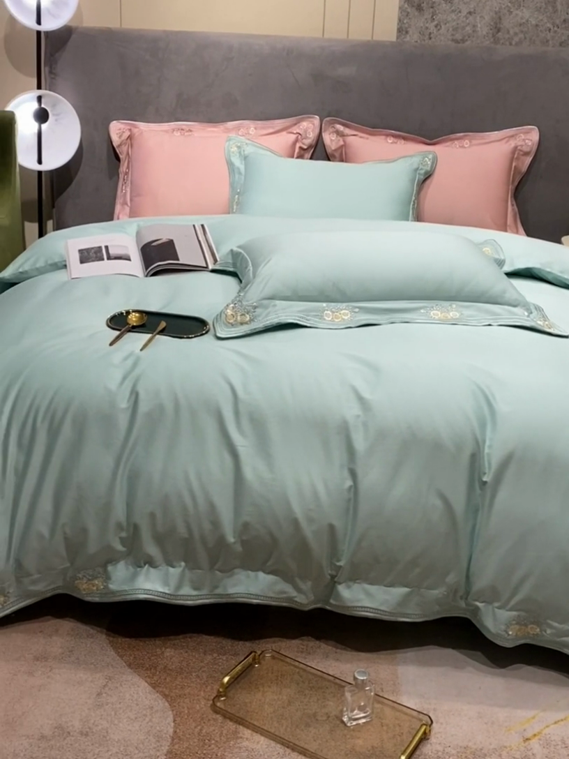 91家纺网 家纺一手货源 找家纺 美娘阁2025新款双股长绒棉居家款四件套 邂逅（米兰）