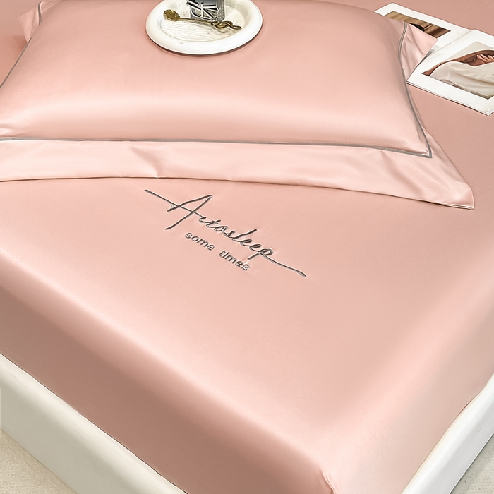 91家纺网 家纺一手货源 找家纺 露梦家纺 2025新款A类水洗原棉刺绣款床笠-星辰系列（提供买家秀） 星辰-玫瑰粉