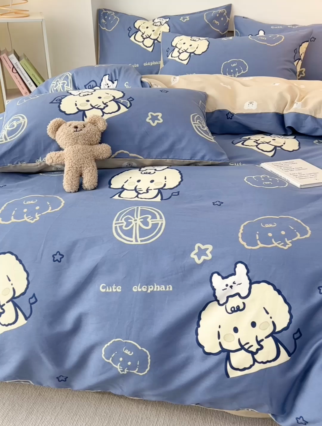 91家纺网 家纺一手货源 找家纺 西引力 2024新款全棉印花单被套 可爱小象