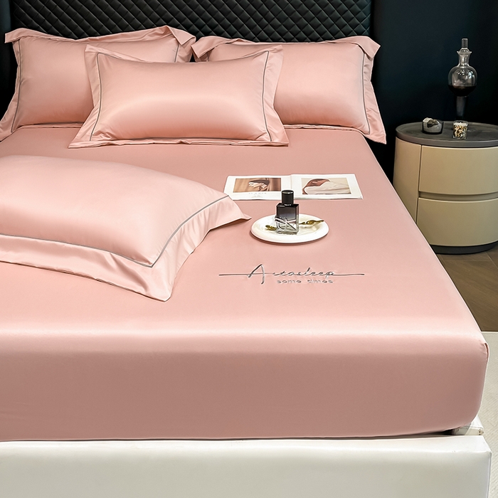 91家纺网 家纺一手货源 找家纺 露梦家纺 2025新款A类水洗原棉刺绣款床笠-星辰系列（提供买家秀） 星辰-玫瑰粉