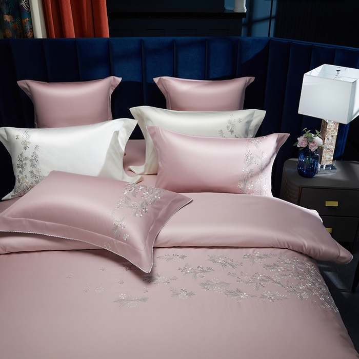 91家纺网 家纺一手货源 找家纺 美娘阁2025新款双股长绒棉居家款四件套 妍+豆沙粉