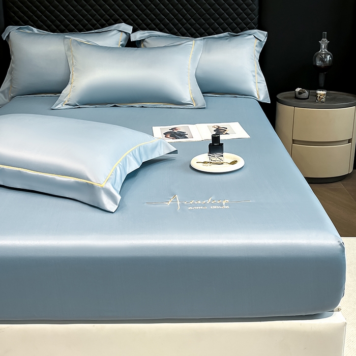 91家纺网 家纺一手货源 找家纺 露梦家纺 2025新款A类水洗原棉刺绣款床笠-星辰系列（提供买家秀） 星辰-海青