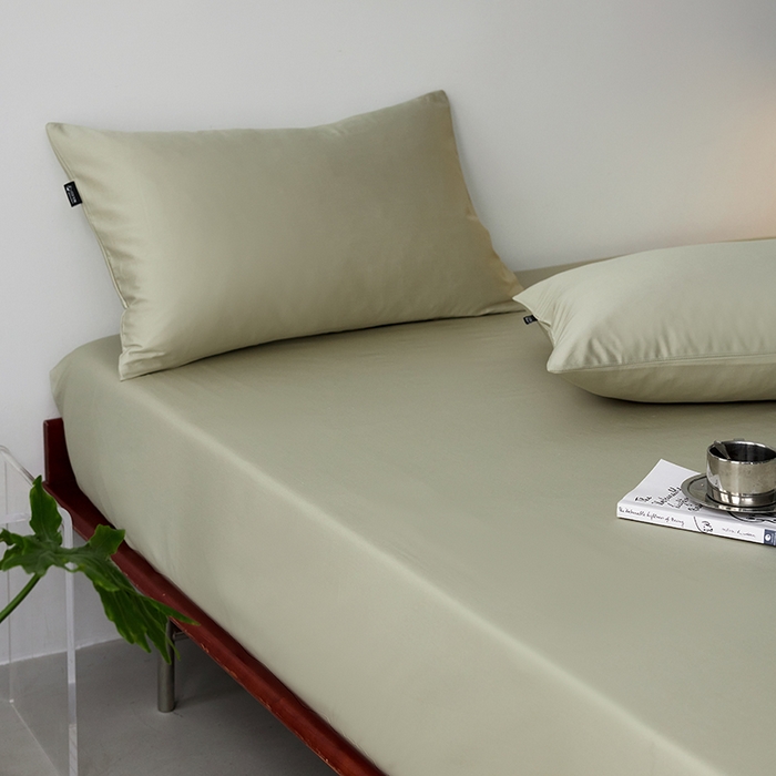 91家纺网 家纺一手货源 找家纺 安莱生活 2024新款100s全棉贡缎单床笠 草绿