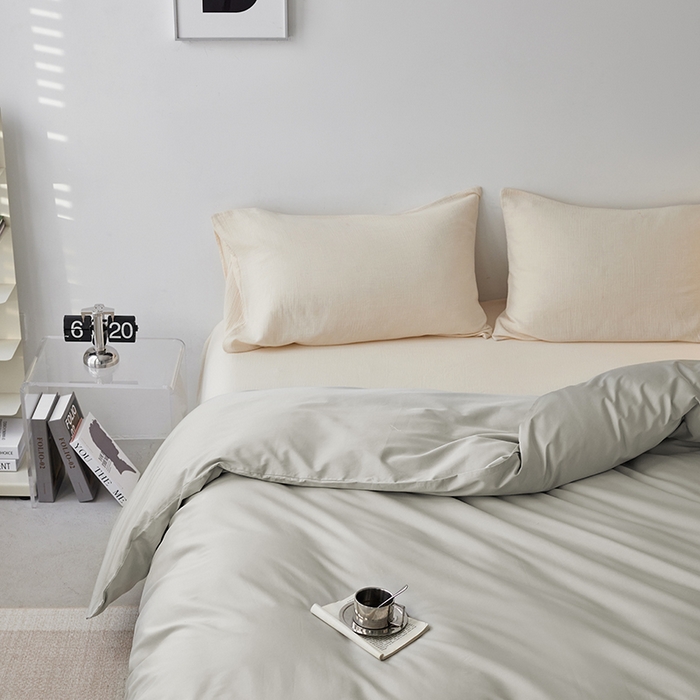 91家纺网 家纺一手货源 找家纺 安莱生活 2024新款100s全棉贡缎单被套 高级灰