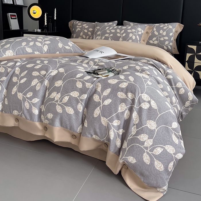 91家纺网 家纺一手货源 找家纺 艾迪尚家纺 2025新款柔丝茸磨毛印花纽扣款四件套 碧秋