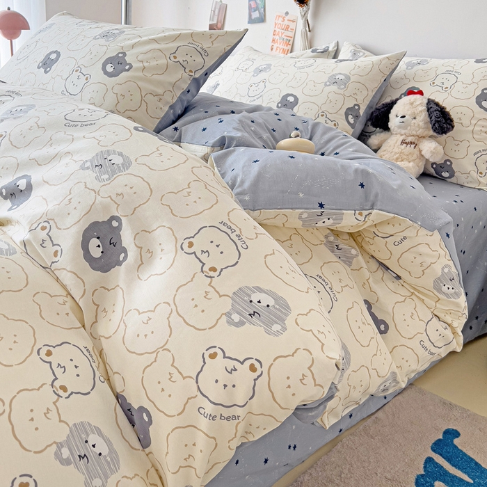 91家纺网 家纺一手货源 找家纺 西引力 2024新款全棉印花单被套 影子熊