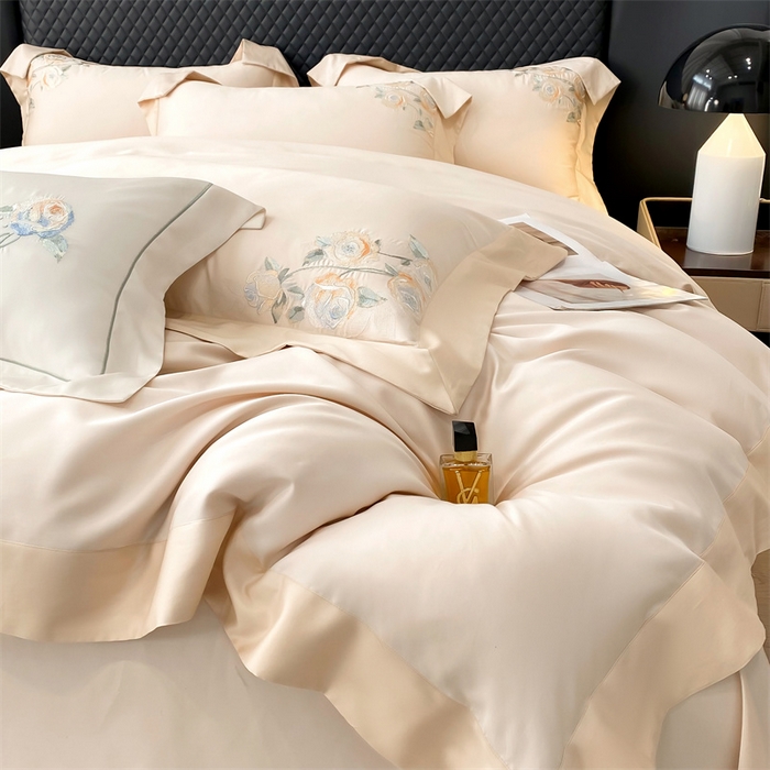 91家纺网 家纺一手货源 找家纺 美娘阁 2025新款双股天丝棉居家款四件套 兰亭序-艾米金