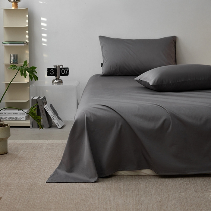 91家纺网 家纺一手货源 找家纺 安莱生活 2024新款100s全棉贡缎单床单 帝都灰