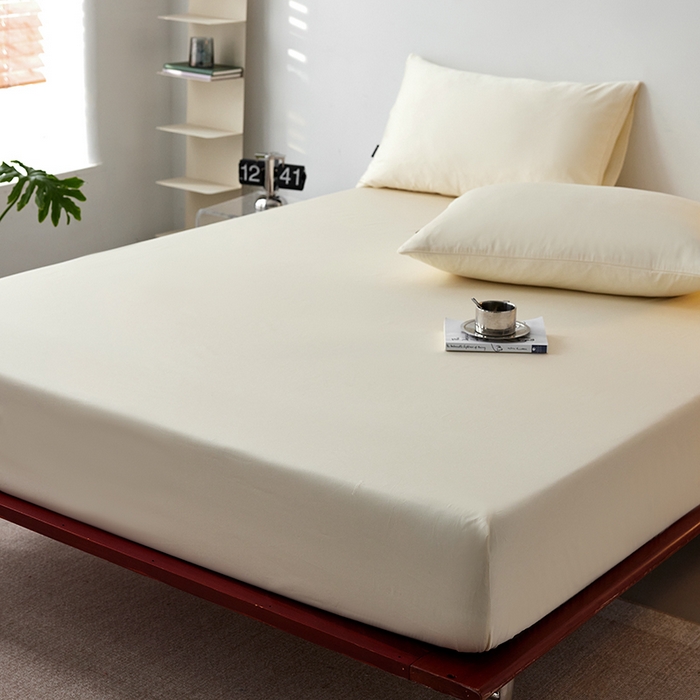 91家纺网 家纺一手货源 找家纺 安莱生活 2024新款100s全棉贡缎单床笠 月光白