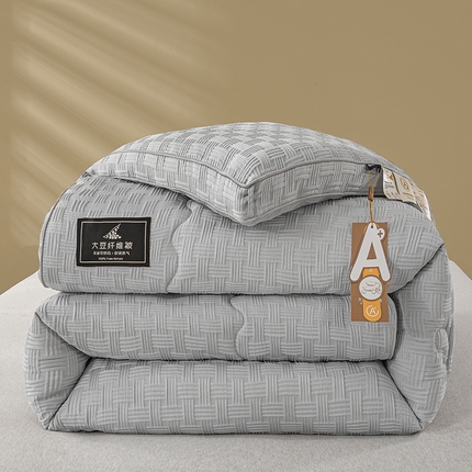 91家纺网 家纺一手货源 找家纺 居易简 2025秋冬新款直播华夫格大豆被冬被立体包边订棉工艺水洗棉大豆被 流光灰