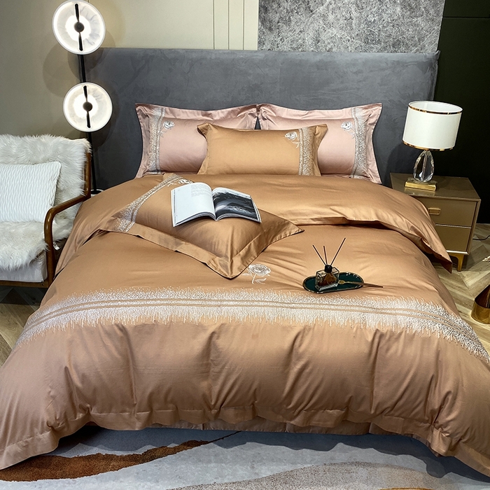 91家纺网 家纺一手货源 找家纺 美娘阁2025新款双股长绒棉居家款四件套 简爱（金驼）