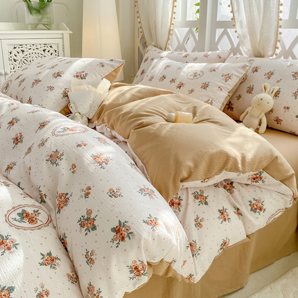 91家纺网 家纺一手货源 找家纺 芷凡家纺 2024新款水洗泡泡棉四件套 似锦