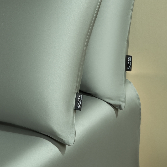 91家纺网 家纺一手货源 找家纺 安莱生活 2024新款100s全棉贡缎四件套 水绿