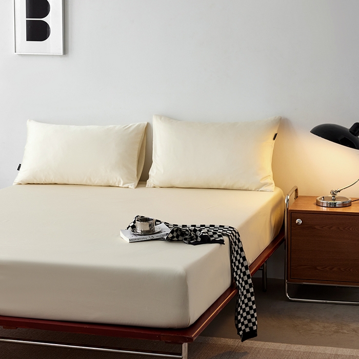 91家纺网 家纺一手货源 找家纺 安莱生活 2024新款100s全棉贡缎单床笠 月光白