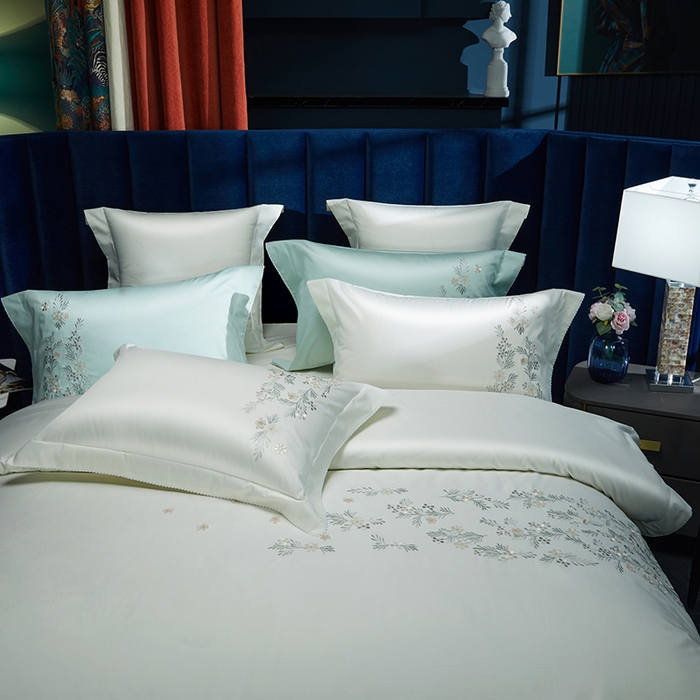 91家纺网 家纺一手货源 找家纺 美娘阁2025新款双股长绒棉居家款四件套 妍+米白