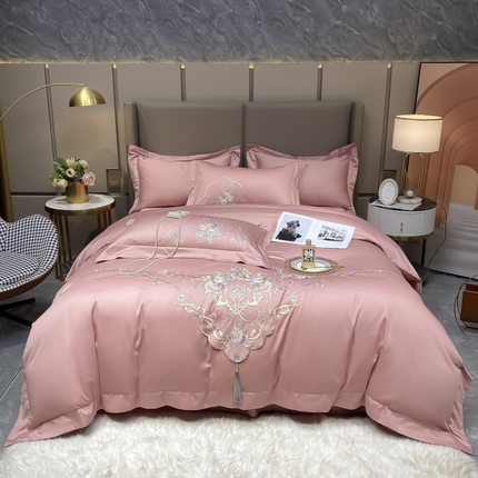 美娘阁2025新款双股长绒棉居家款四件套 花迷宝贝（豆沙）