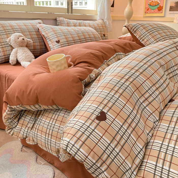 91家纺网 家纺一手货源 找家纺 玉海棠 2024新款AB版软糯针织棉印花四件套 格调-红-