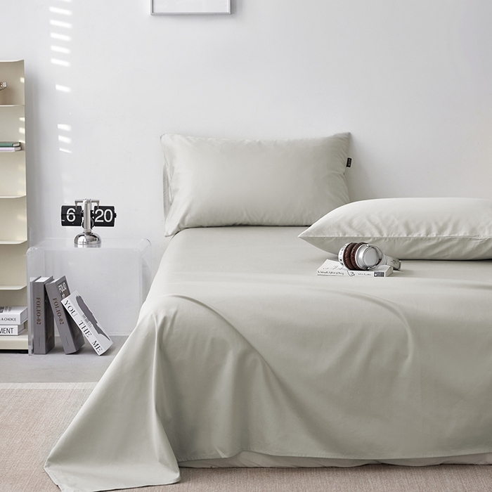 91家纺网 家纺一手货源 找家纺 安莱生活 2024新款100s全棉贡缎单床单 高级灰