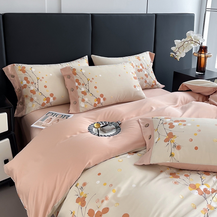 91家纺网 家纺一手货源 找家纺 艾迪尚家纺 2025新款柔丝茸磨毛印花纽扣款四件套 夏木之梦