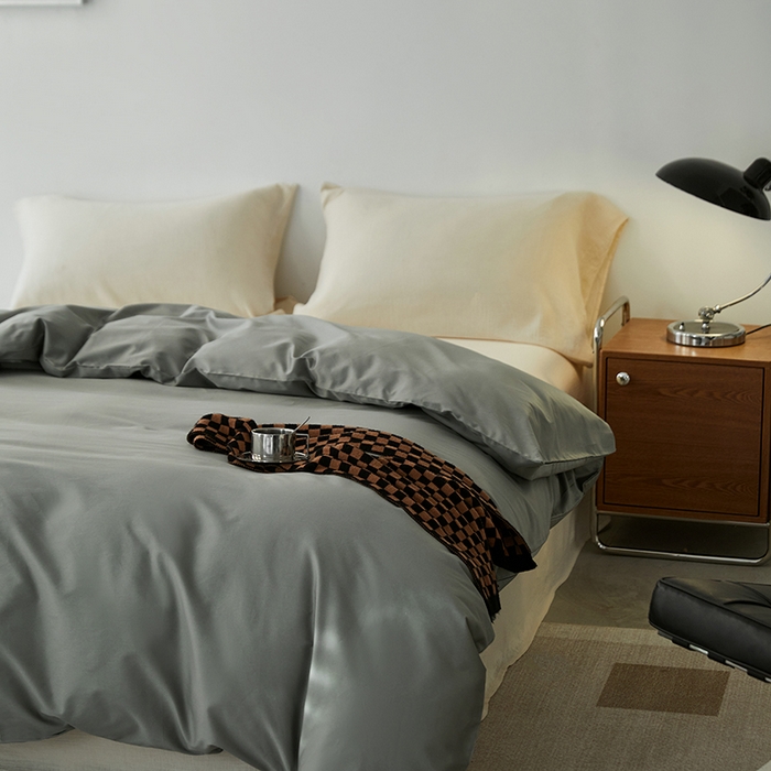 91家纺网 家纺一手货源 找家纺 安莱生活 2024新款100s全棉贡缎单被套 水绿