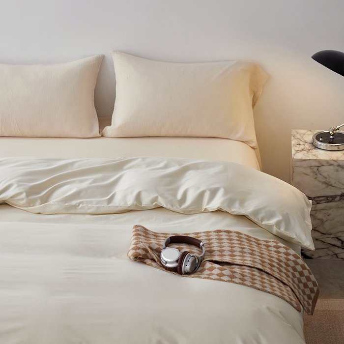 91家纺网 家纺一手货源 找家纺 安莱生活 2024新款100s全棉贡缎单被套 月光白