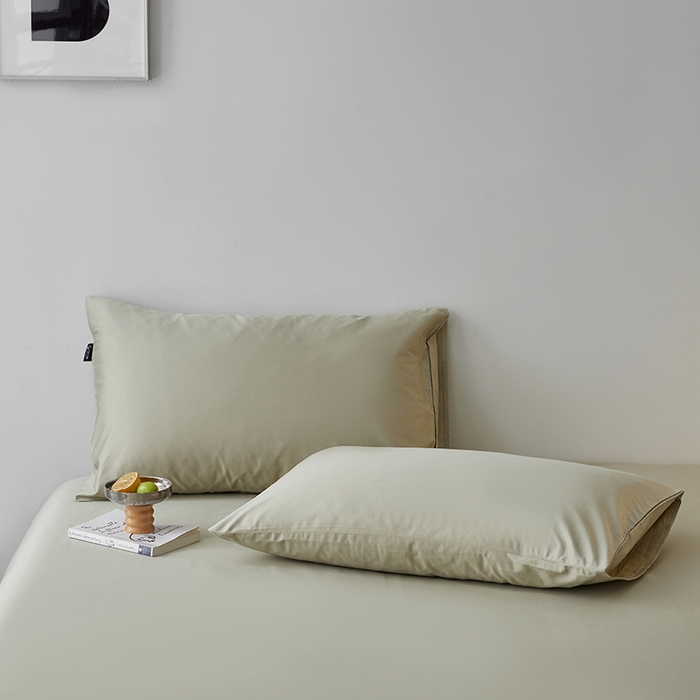 91家纺网 家纺一手货源 找家纺 安莱生活 2024新款100s全棉贡缎单枕套 草绿