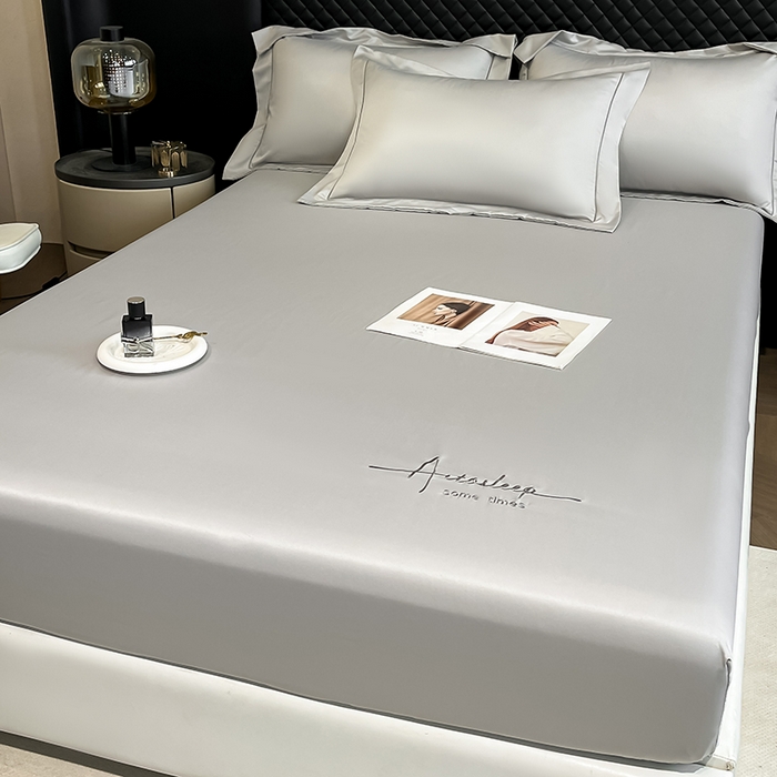 91家纺网 家纺一手货源 找家纺 露梦家纺 2025新款A类水洗原棉刺绣款床笠-星辰系列（提供买家秀） 星辰-薄雾灰