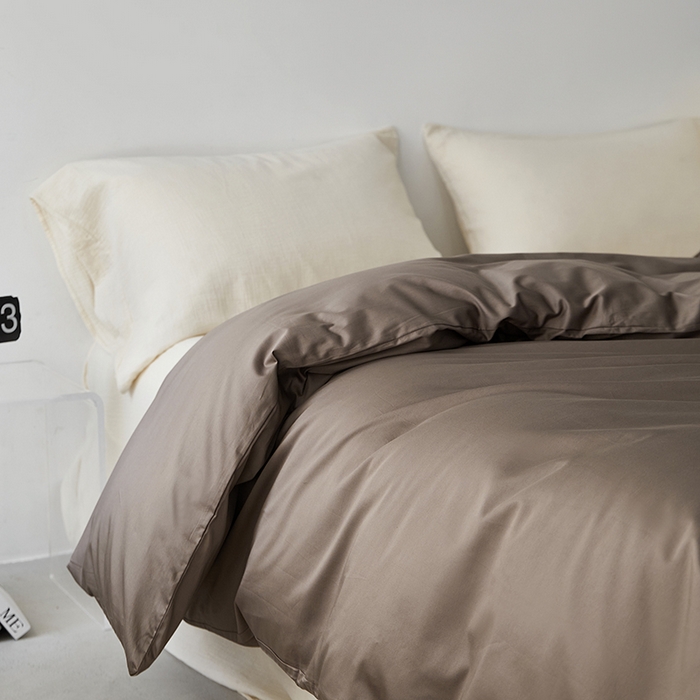 91家纺网 家纺一手货源 找家纺 安莱生活 2024新款100s全棉贡缎单被套 咖啡